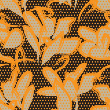 Moda tekstil ve grafikleri için turuncu, tropikal, dikişsiz desenli arkaplan