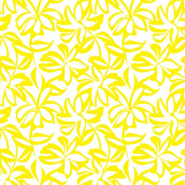 Sarı çiçekli fırça darbeleri moda baskıları, grafikler, arka planlar ve el sanatları için pürüzsüz desenli arkaplan