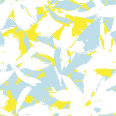 Sarı çiçekli fırça darbeleri moda baskıları, grafikler, arka planlar ve el sanatları için pürüzsüz desenli arkaplan