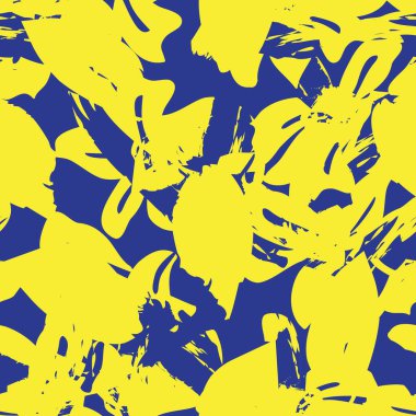 Sarı çiçekli fırça darbeleri moda baskıları, grafikler, arka planlar ve el sanatları için pürüzsüz desenli arkaplan