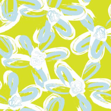 Sarı çiçekli fırça darbeleri moda baskıları, grafikler, arka planlar ve el sanatları için pürüzsüz desenli arkaplan