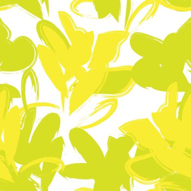 Sarı çiçekli fırça darbeleri moda baskıları, grafikler, arka planlar ve el sanatları için pürüzsüz desenli arkaplan