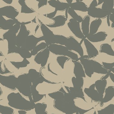 Yeşil çiçekli fırça darbeleri moda baskıları, grafikler, arka planlar ve el sanatları için pürüzsüz desenli arka plan