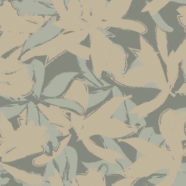 Yeşil çiçekli fırça darbeleri moda baskıları, grafikler, arka planlar ve el sanatları için pürüzsüz desenli arka plan