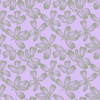 Mor çiçekli fırça darbeleri moda baskıları, grafikler, arka planlar ve el sanatları için pürüzsüz desenli arkaplan