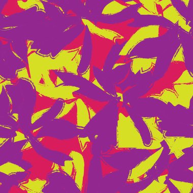 Mor çiçekli fırça darbeleri moda baskıları, grafikler, arka planlar ve el sanatları için pürüzsüz desenli arkaplan