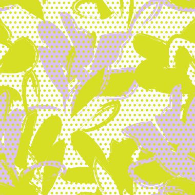 Moda tekstil ve grafikleri için mor çiçekli, dikişsiz bitki desenli arkaplan