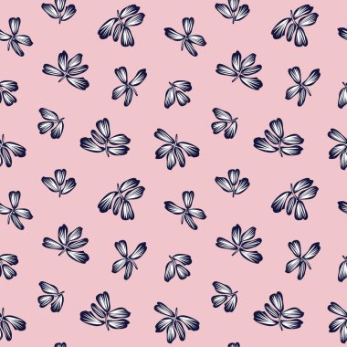 Pembe ve Donanma çiçek fırçası darbeleri moda baskıları, grafikler, arka planlar ve el sanatları için kusursuz desenli arka plan