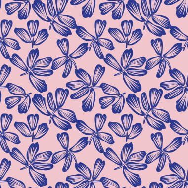 Pembe ve Donanma çiçek fırçası darbeleri moda baskıları, grafikler, arka planlar ve el sanatları için kusursuz desenli arka plan