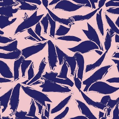 Pembe ve Donanma çiçek fırçası darbeleri moda baskıları, grafikler, arka planlar ve el sanatları için kusursuz desenli arka plan