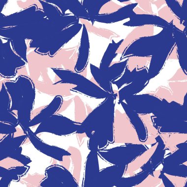 Pembe ve Donanma çiçek fırçası darbeleri moda baskıları, grafikler, arka planlar ve el sanatları için kusursuz desenli arka plan
