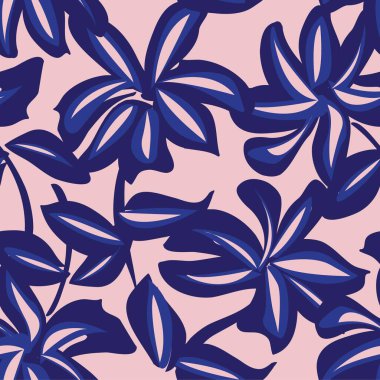 Pembe ve Donanma çiçek fırçası darbeleri moda baskıları, grafikler, arka planlar ve el sanatları için kusursuz desenli arka plan