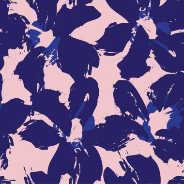 Pembe ve Donanma çiçek fırçası darbeleri moda baskıları, grafikler, arka planlar ve el sanatları için kusursuz desenli arka plan