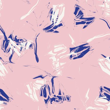 Pembe ve Donanma çiçek fırçası darbeleri moda baskıları, grafikler, arka planlar ve el sanatları için kusursuz desenli arka plan