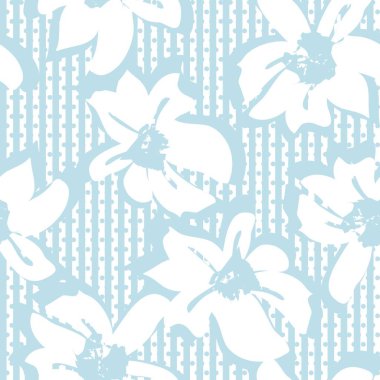 Pastel Floral tropikal botanik deseni. Moda tekstil ve grafikleri için çizgili arka planı var.