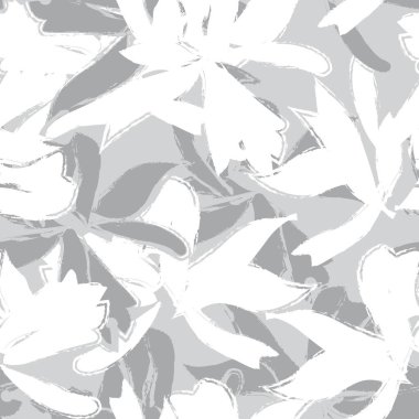 Siyah ve Beyaz Çiçek fırça darbeleri moda baskıları, grafikler, arka planlar ve el sanatları için pürüzsüz desenli arka plan