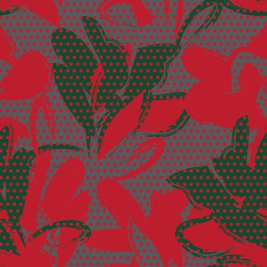 Moda tekstil ve grafikleri için noktalı arkaplanı olan Noel çiçekli desen