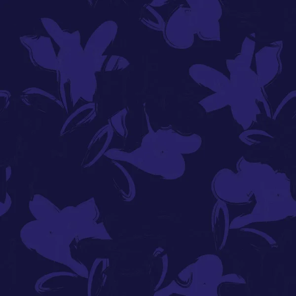 Bleu Floral Coups Pinceau Fond Motif Sans Couture Pour Les — Image vectorielle