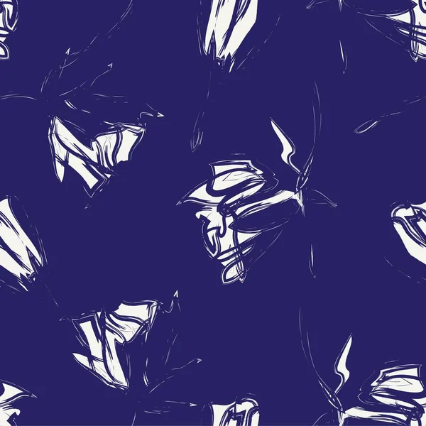 Μπλε Floral Πινέλο Εγκεφαλικά Επεισόδια Αδιάλειπτη Μοτίβο Φόντο Για Εκτυπώσεις — Διανυσματικό Αρχείο