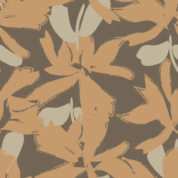 Brown Virágkefe Stroke Zökkenőmentes Minta Háttér Divat Nyomatok Grafika Hátterek — Stock Vector