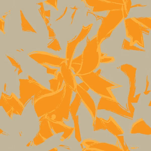 Oranje Bloemen Penseelstreken Naadloze Patroon Achtergrond Voor Mode Prints Afbeeldingen — Stockvector