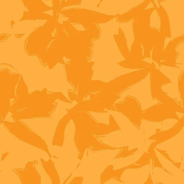 Orange Floral Πινέλο Εγκεφαλικά Επεισόδια Αδιάλειπτη Μοτίβο Φόντο Για Εκτυπώσεις — Διανυσματικό Αρχείο