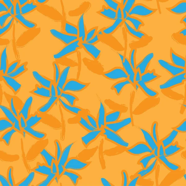 オレンジ花ブラシは ファッションプリント グラフィック 背景や工芸品のためのシームレスなパターンの背景をストローク — ストックベクタ