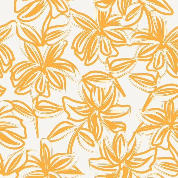 Orange Floral Brush Strokes Seamless Pattern Background Fashion Prints Graphics — Stock Vector