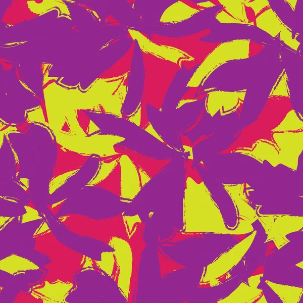 Mor çiçekli fırça darbeleri moda baskıları, grafikler, arka planlar ve el sanatları için pürüzsüz desenli arkaplan