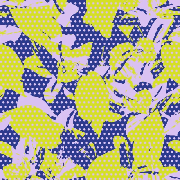 Фиолетовый Цветок Тропический Ботанический Бесшовный Узор Пунктирный Фон Моды Текстиля — стоковый вектор