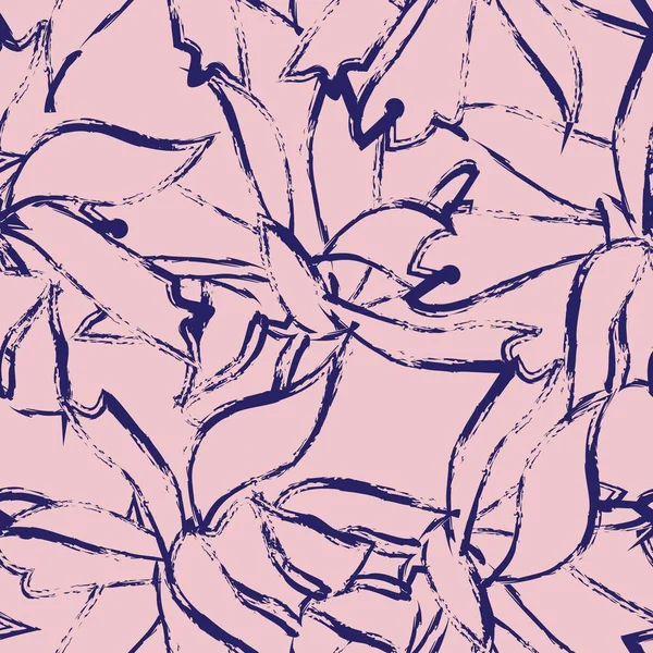 Рожеві Військово Морські Квіткові Пензлі Безшовний Візерунок Модних Принтів Графіки — стоковий вектор