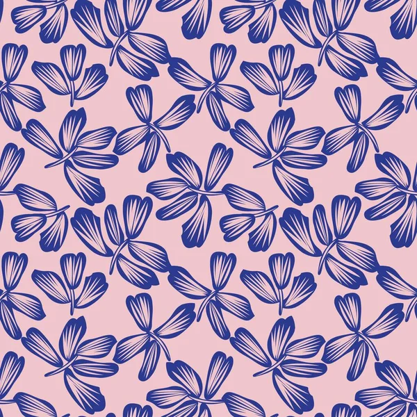 Roze Navy Floral Borstel Streelt Naadloze Patroon Achtergrond Voor Mode — Stockvector