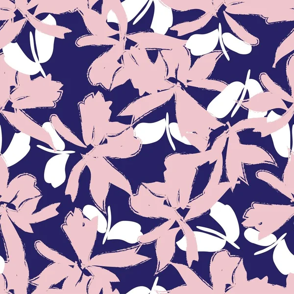 Цветочные Мазки Розового Морского Цветов Бесшовные Рисунки Фона Модных Принтов — стоковый вектор