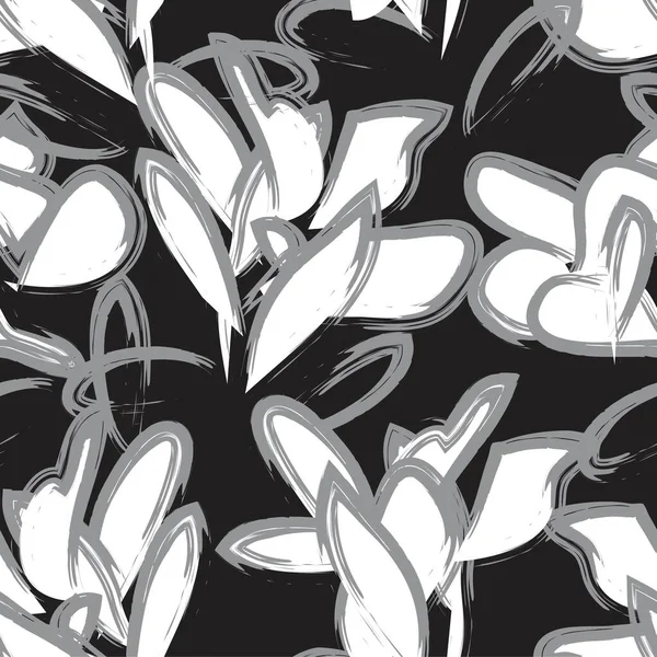 Siyah ve Beyaz Çiçek fırça darbeleri moda baskıları, grafikler, arka planlar ve el sanatları için pürüzsüz desenli arka plan