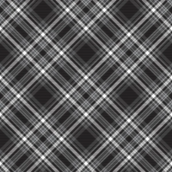 Tartan Carreaux Chevron Noir Blanc Texturé Design Sans Couture Adapté — Image vectorielle