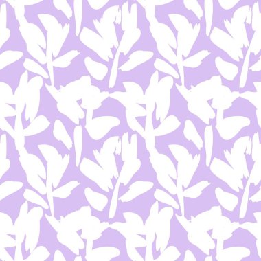 Mor çiçekli fırça darbeleri moda baskıları, grafikler, arka planlar ve el sanatları için pürüzsüz desenli arkaplan