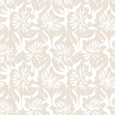 Kahverengi çiçekli fırça darbeleri moda baskıları, grafikler, arka planlar ve el sanatları için pürüzsüz desenli arka plan