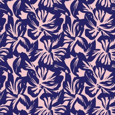 Pembe çiçekli fırça darbeleri moda baskıları, grafikler, arka planlar ve el sanatları için pürüzsüz desenli arka plan