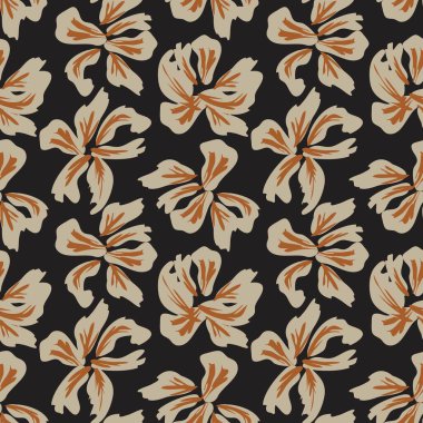 Kahverengi çiçekli fırça darbeleri moda baskıları, grafikler, arka planlar ve el sanatları için pürüzsüz desenli arka plan