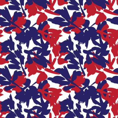 Kırmızı çiçekli fırça darbeleri moda baskıları, grafikler, arka planlar ve el sanatları için pürüzsüz desenli arka plan