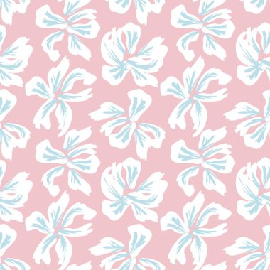 Pembe çiçekli fırça darbeleri moda baskıları, grafikler, arka planlar ve el sanatları için pürüzsüz desenli arka plan