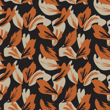 Kahverengi çiçekli fırça darbeleri moda baskıları, grafikler, arka planlar ve el sanatları için pürüzsüz desenli arka plan