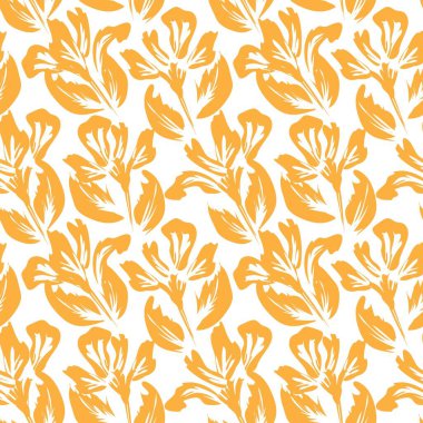 Turuncu çiçekli fırça darbeleri moda baskıları, grafikler, arka planlar ve el sanatları için pürüzsüz desenli arka plan
