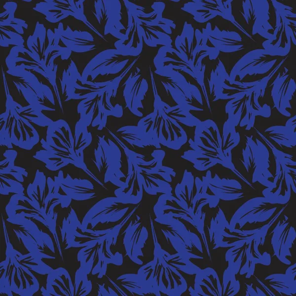 Mavi çiçekli fırça darbeleri moda baskıları, grafikler, arka planlar ve el sanatları için pürüzsüz desenli arka plan