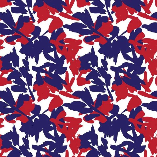 Kırmızı çiçekli fırça darbeleri moda baskıları, grafikler, arka planlar ve el sanatları için pürüzsüz desenli arka plan