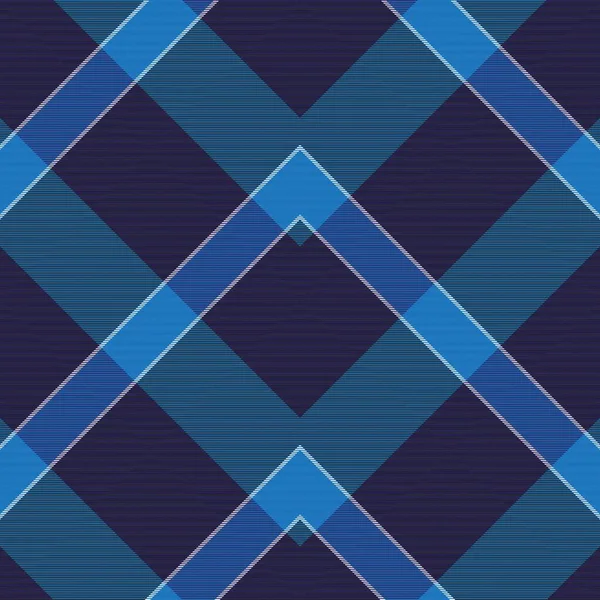 Azul Chevron Xadrez Tartan Texturizado Design Padrão Sem Costura Adequado — Vetor de Stock