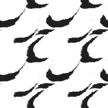 Moda baskıları, ev eşyaları, grafikler, arka planlar için siyah ve beyaz fırça desenli kürk deseni