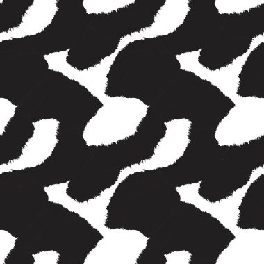 Moda baskıları, ev eşyaları, grafikler, arka planlar için siyah ve beyaz fırça desenli kürk deseni