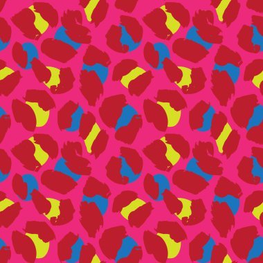 Moda tekstil, grafik ve el sanatları için Kırmızı Hayvan Leoparı Kusursuz Desenli Arkaplan