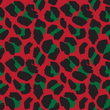 Moda tekstil, grafik ve el sanatları için Noel Hayvanları Leoparı Kusursuz Desenli Arkaplan